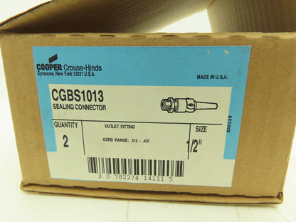 Cooper CGBS1013 Portable Cord Sealing Connector Cord Range .312"-.437" Lot of 2