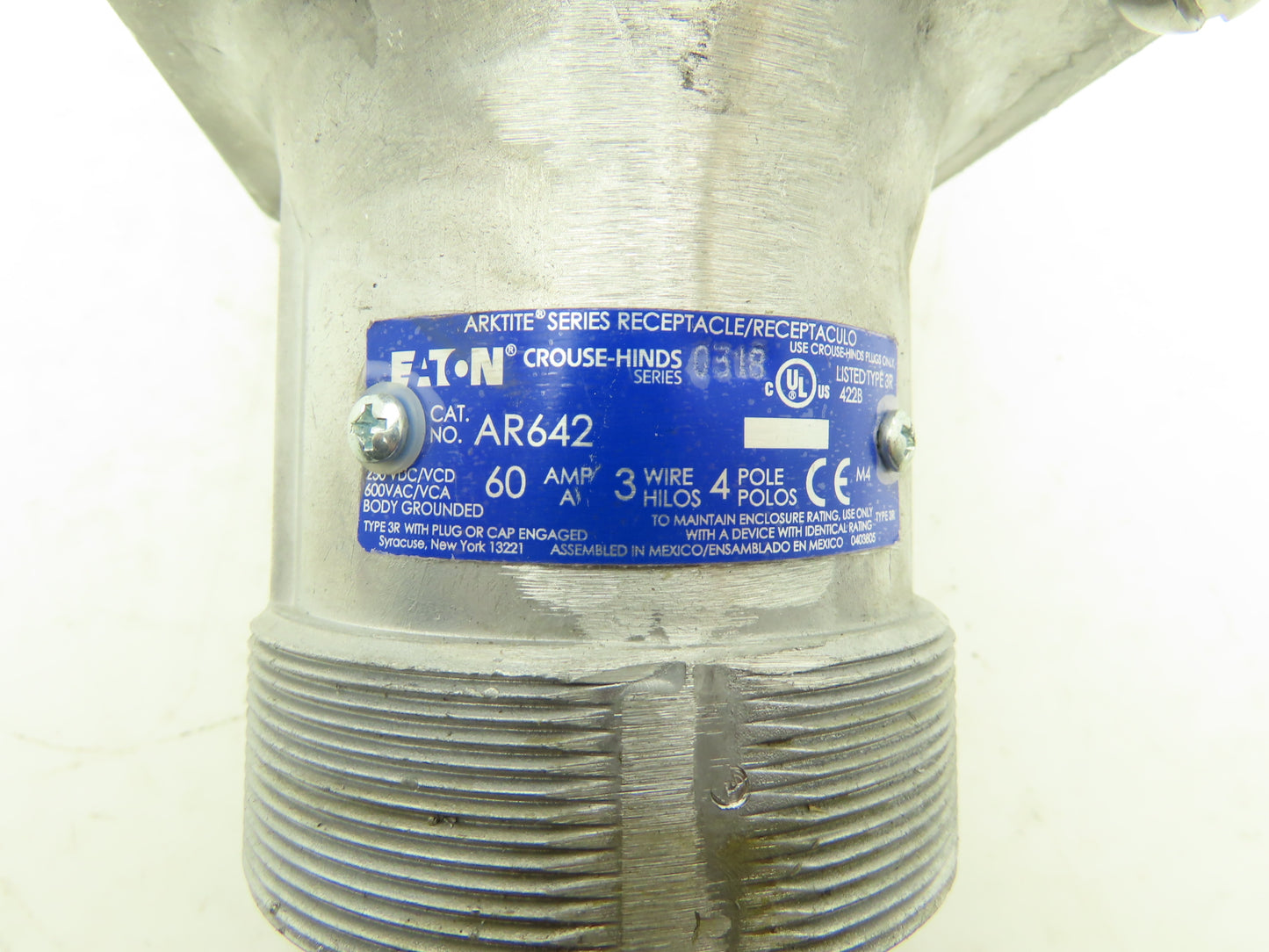 Crouse Hinds AR642/ARE56 Arktite Receptacle & Back Box 60A 3w 4P 600VAC 250VDC