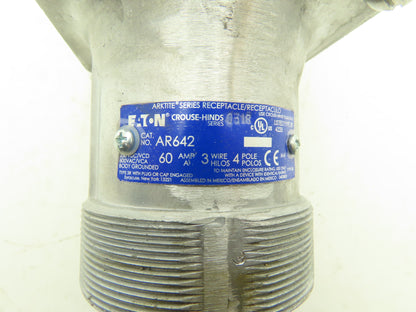 Crouse Hinds AR642/ARE56 Arktite Receptacle & Back Box 60A 3w 4P 600VAC 250VDC