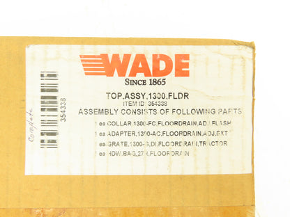 Wade 1300.FLDR 8" Top Assembly Floor Drain Cast Iron Collar Adapter Grate HDW