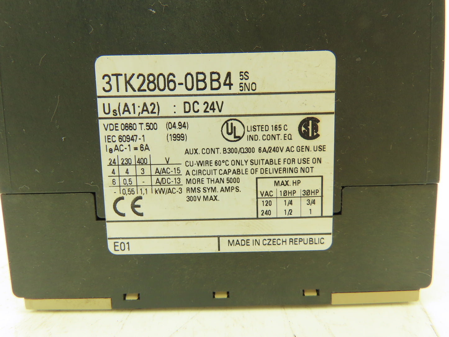 Siemens 3TK2806-0BB4 Contactor Safety Combination 5NO 1NC Circuit 24VDC