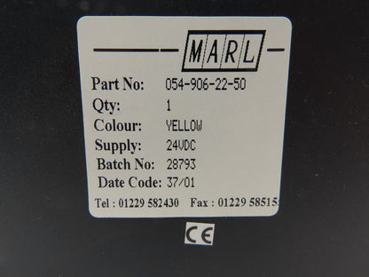 Marl 054-906-22-50 LED Bulkhead 10 Lights Low Intensity Yellow 24VDC Lot of 4