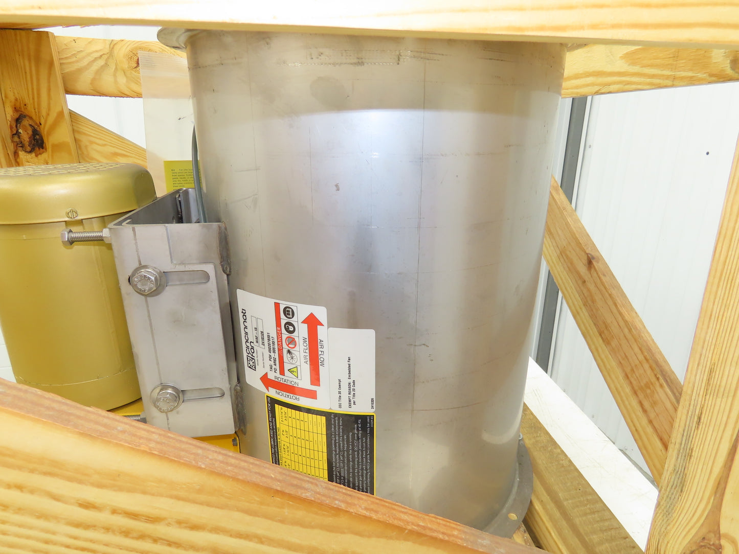 Cincinnati Fan Tubeaxial Fan 15" 2985 RPM 1-1/2Hp 230/460V 3Ph Stainless Belt Dr