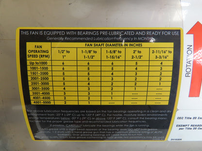 Cincinnati Fan Tubeaxial Fan 15" 2985 RPM 1-1/2Hp 230/460V 3Ph Stainless Belt Dr