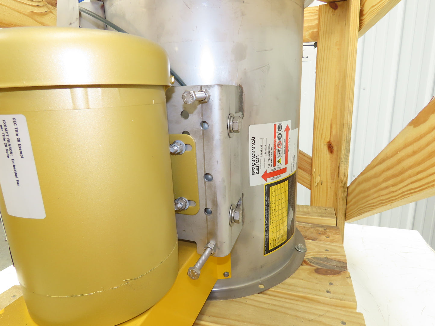 Cincinnati Fan Tubeaxial Fan 15" 2985 RPM 1-1/2Hp 230/460V 3Ph Stainless Belt Dr