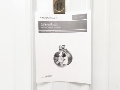 Cincinnati Fan Tubeaxial Fan 15" 2985 RPM 1-1/2Hp 230/460V 3Ph Stainless Belt Dr