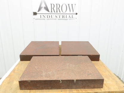 Red Granite Surface Inspection Plate 24 x 18 x 3" Out of Gauge Lot of 3