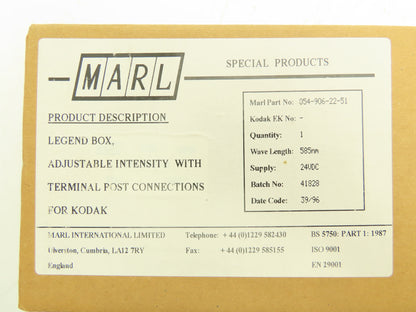 Marl 054-906-22-51 LED Bulkhead Very Low Intensity Yellow 24VDC Lot of 4
