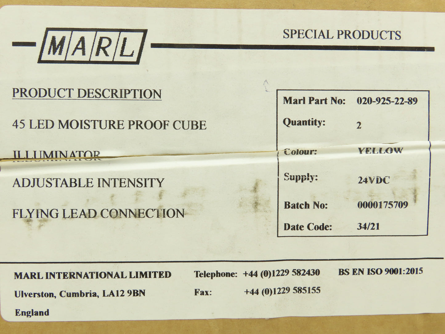 Marl 020-925-22-89 LED Cluster Light Yellow Clear Lens 24VDC W Cable Lot of 2