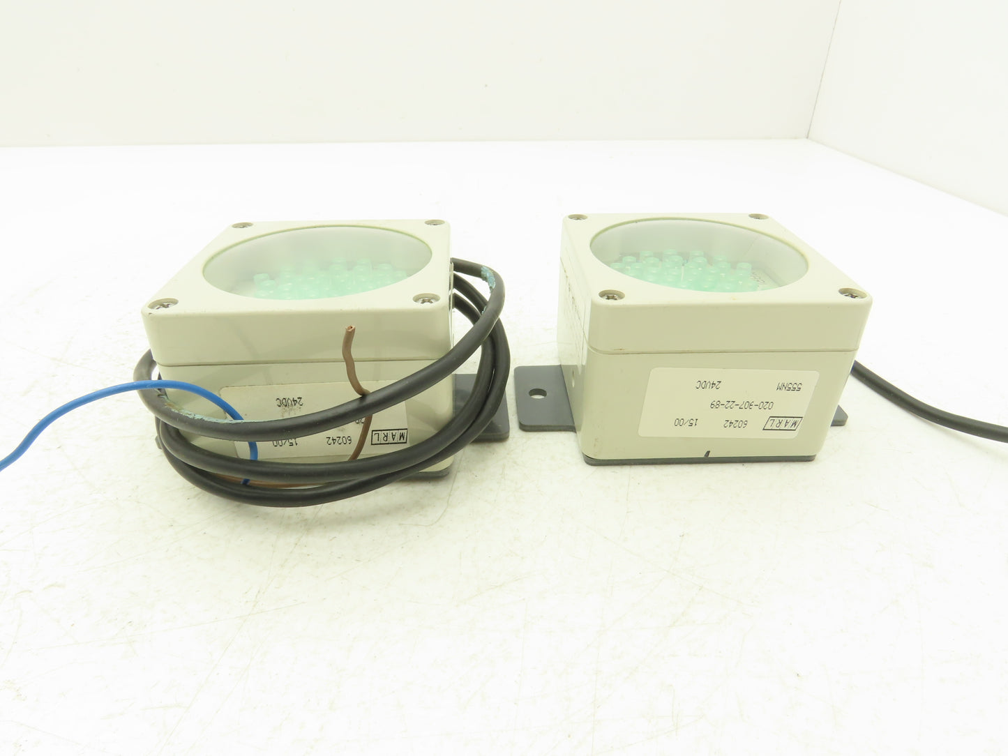 Marl 020-907-22-89 LED Cluster Light Green Clear Lens 24VDC W Cable Lot of 2