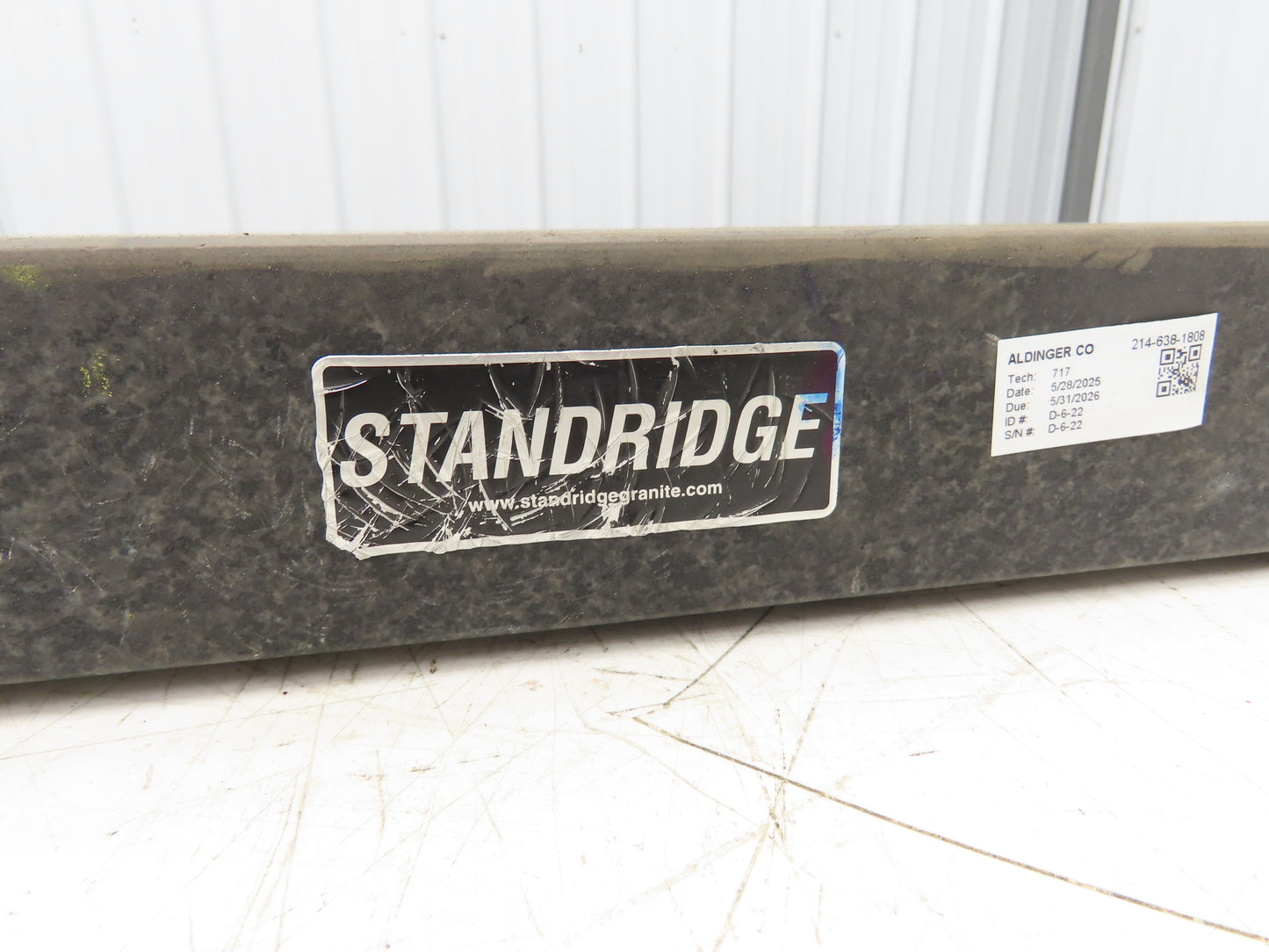 Standridge Granite Surface Inspection Plate 24 x 18 x 3" Tool Room Out of Gauge