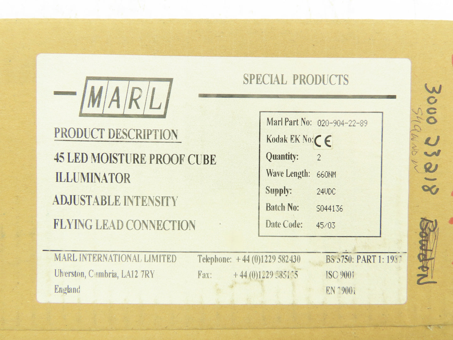 Marl 020-904-22-89 LED Cluster Light Red W Clear Lens 24VDC W Cable Lot of 2