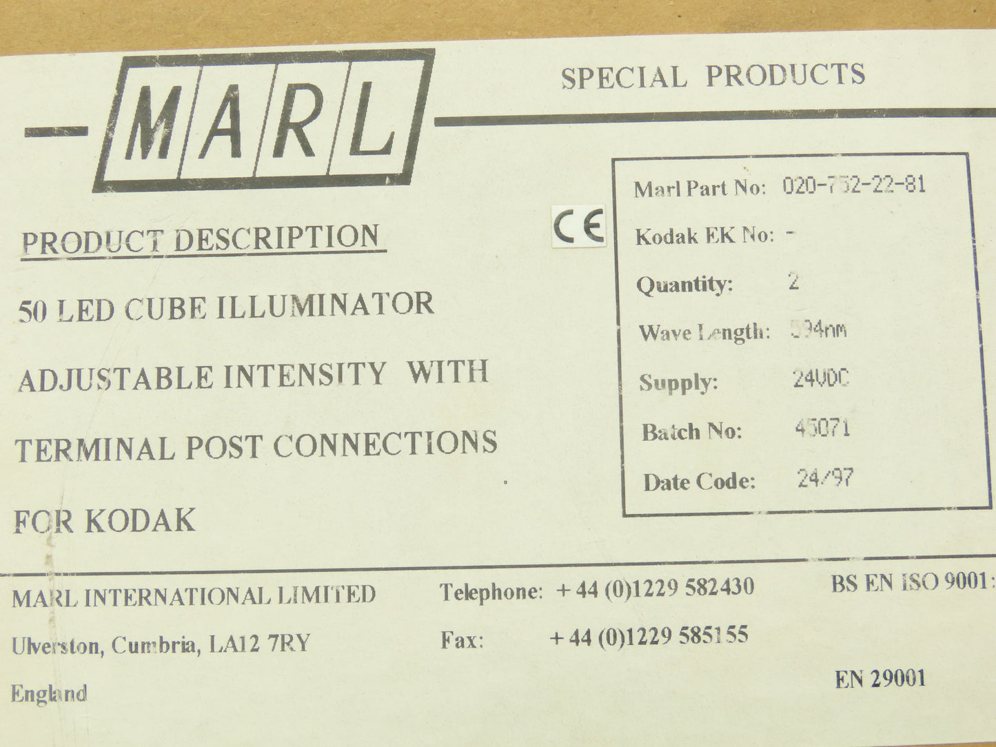 Marl 020-752-22-81 LED Cluster Light White W Clear Lens 24VDC W Cable Lot of 2