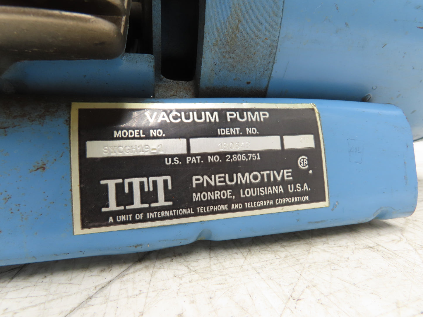 Gould ITT SYCGH19-1 Vacuum Pump 1PH 1725RPM 1/3Hp 115V 8.0A 8-142309-20