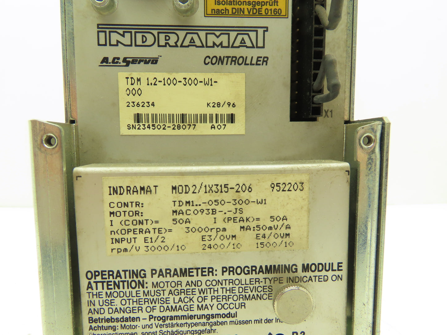 Indramat TDM 1.2-100-300-W1-000 236234 300VDC Digital AC Servo Controller 100A