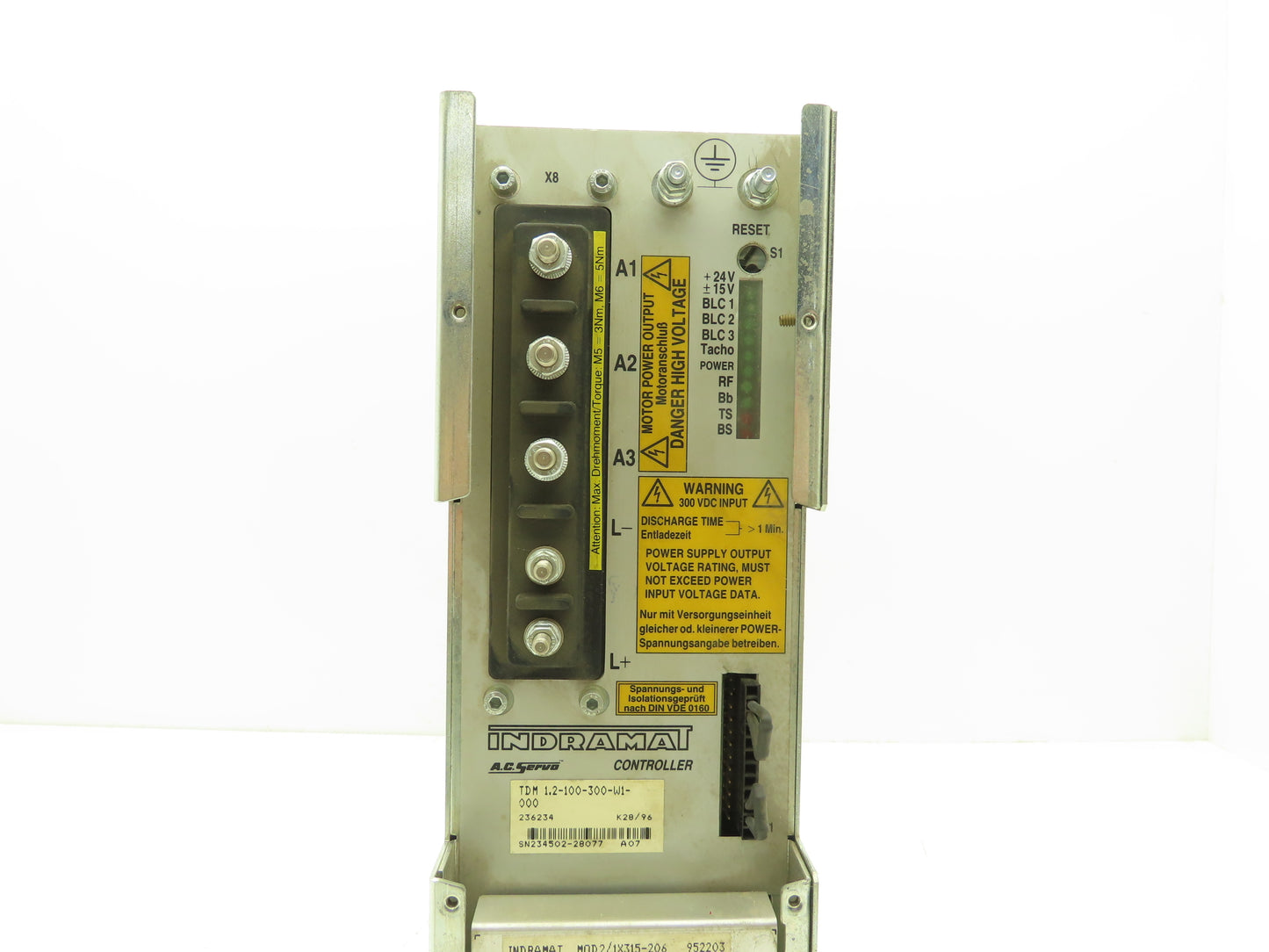 Indramat TDM 1.2-100-300-W1-000 236234 300VDC Digital AC Servo Controller 100A