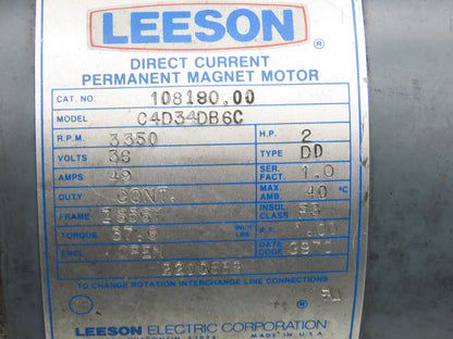 Leeson C4D34DB6C Hydraulic Pump & Motor Permanent Magnet 36VDC Off Rico PLRDD100