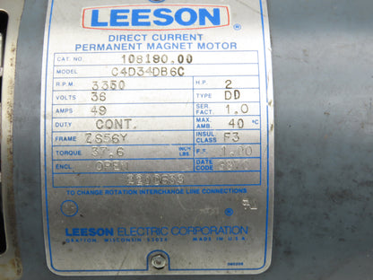 Leeson C4D34DB6C Hydraulic Pump & Motor Permanent Magnet 36VDC Off Rico PLRDD100