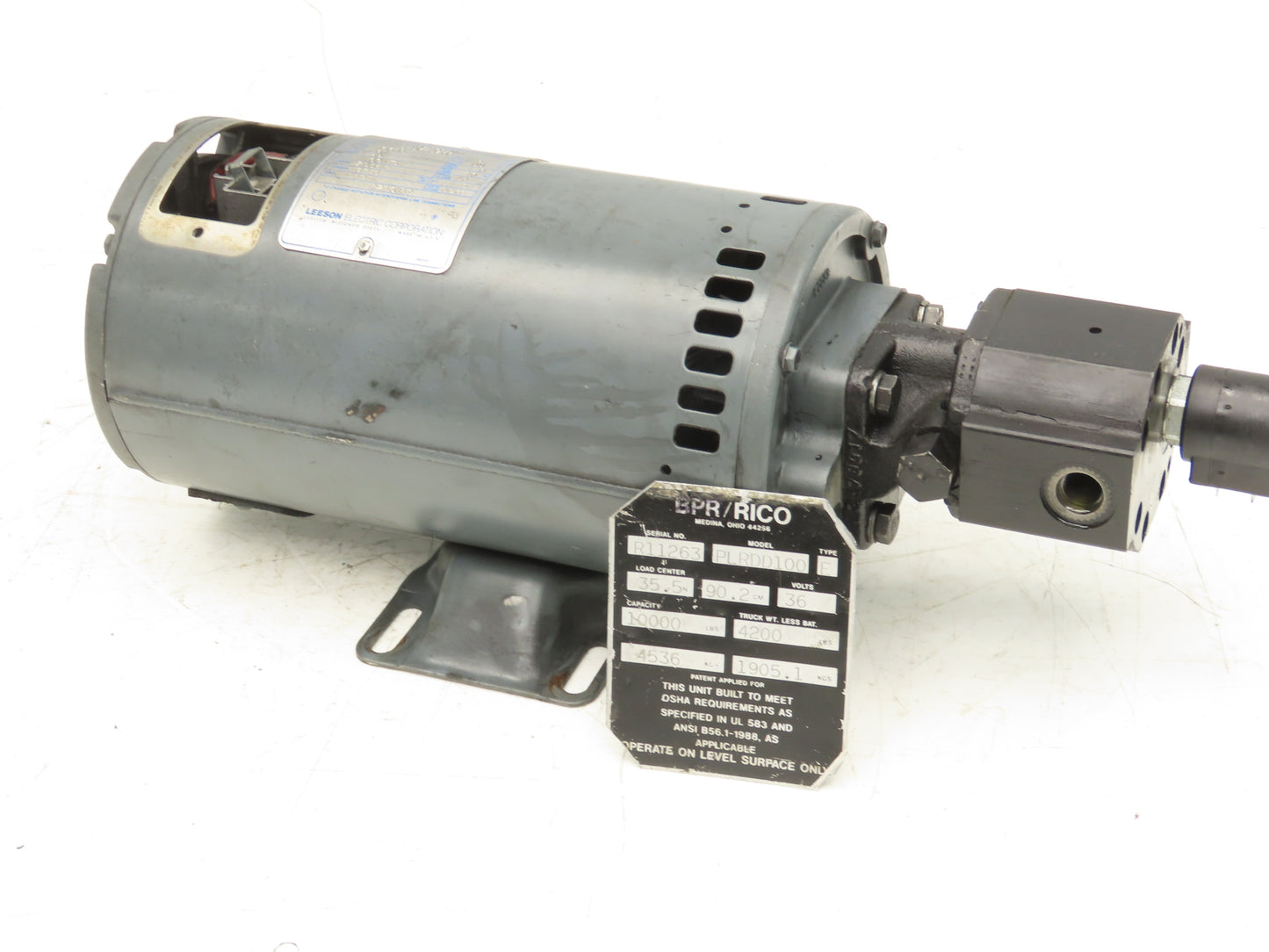 Leeson C4D34DB6C Hydraulic Pump & Motor Permanent Magnet 36VDC Off Rico PLRDD100