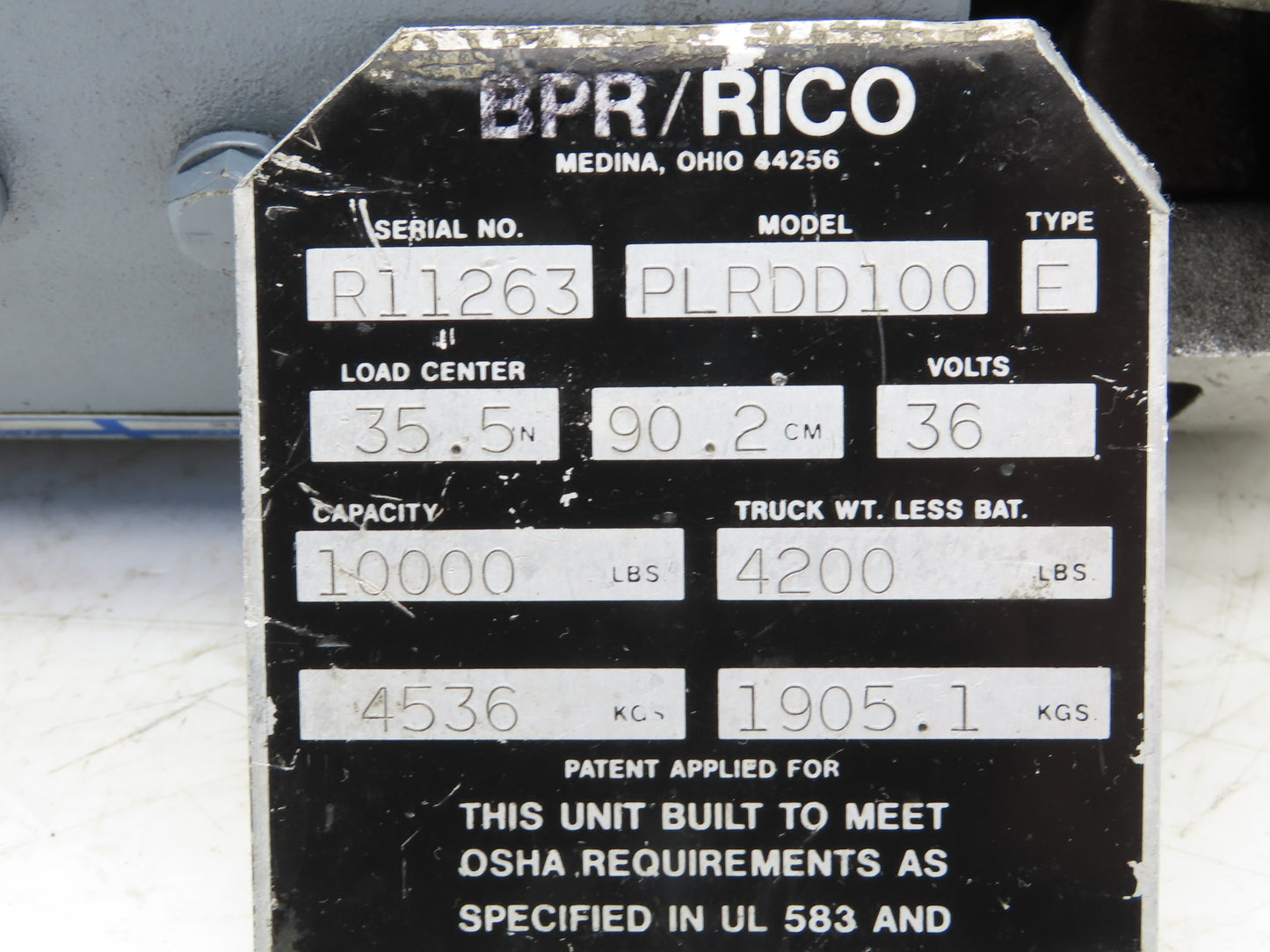 BPR Rico 00-28851 DC Drive Motor 24VDC Off PLRDD100