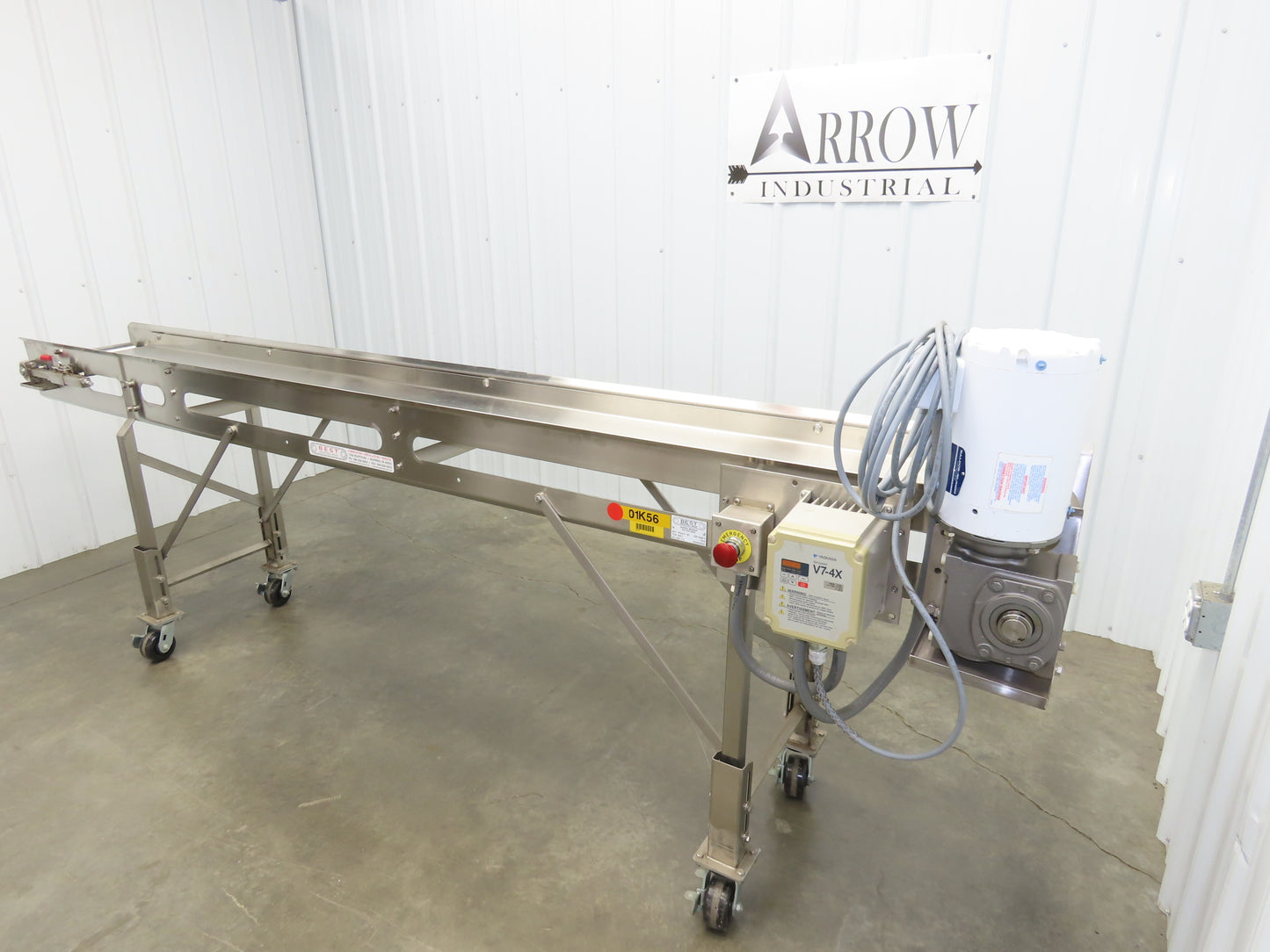 Best Industrial 12"x126" Sanitary Food Grade Conveyor 3PH VFD 36"H -No Belt