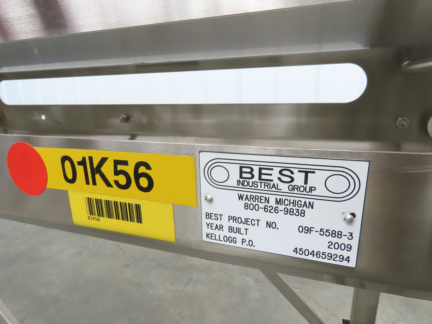 Best Industrial 12"x126" Sanitary Food Grade Conveyor 3PH VFD 36"H -No Belt