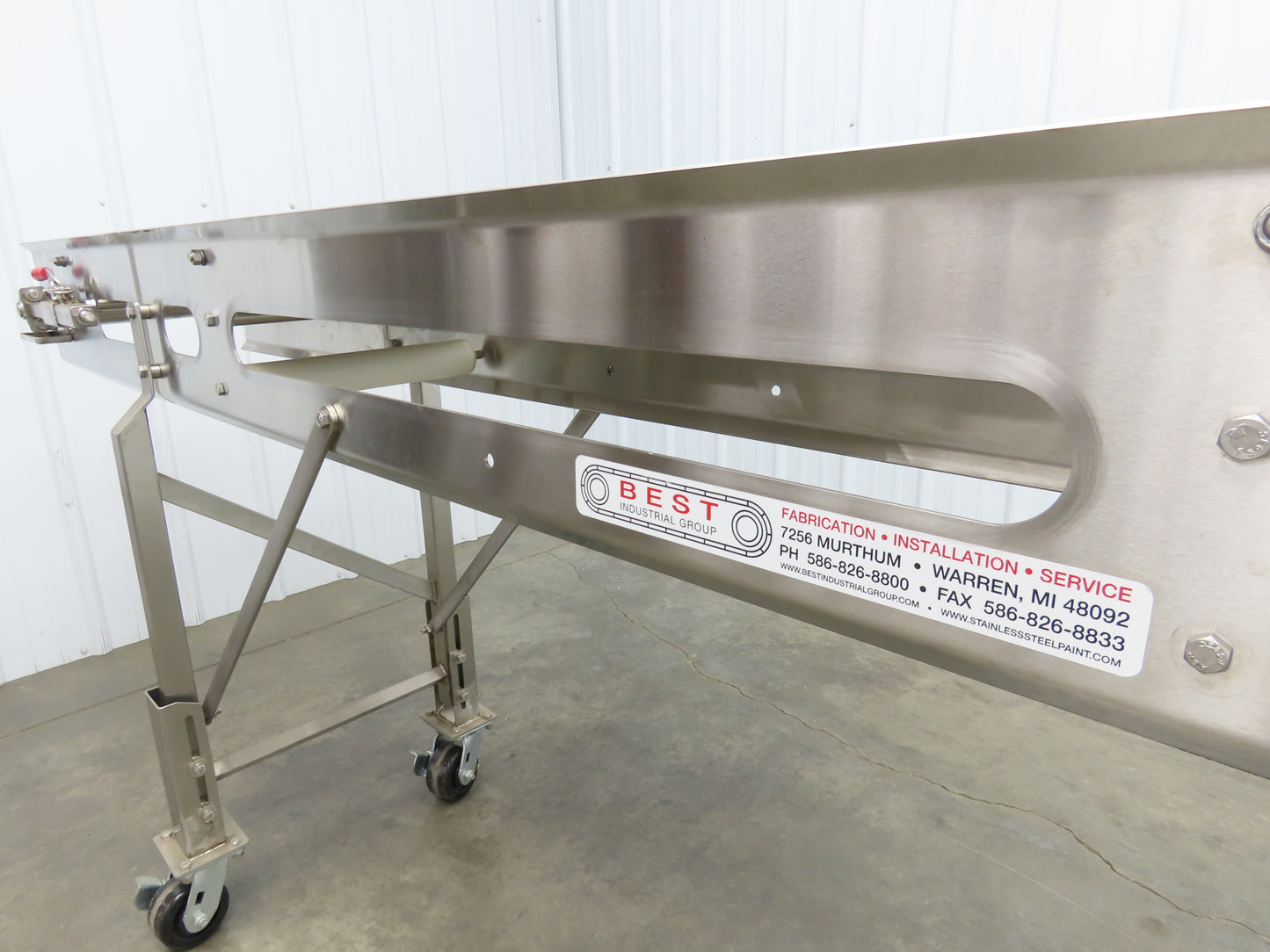 Best Industrial 12"x126" Sanitary Food Grade Conveyor 3PH VFD 36"H -No Belt