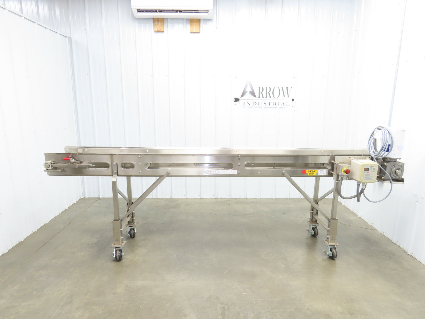 Best Industrial 12"x126" Sanitary Food Grade Conveyor 3PH VFD 36"H -No Belt