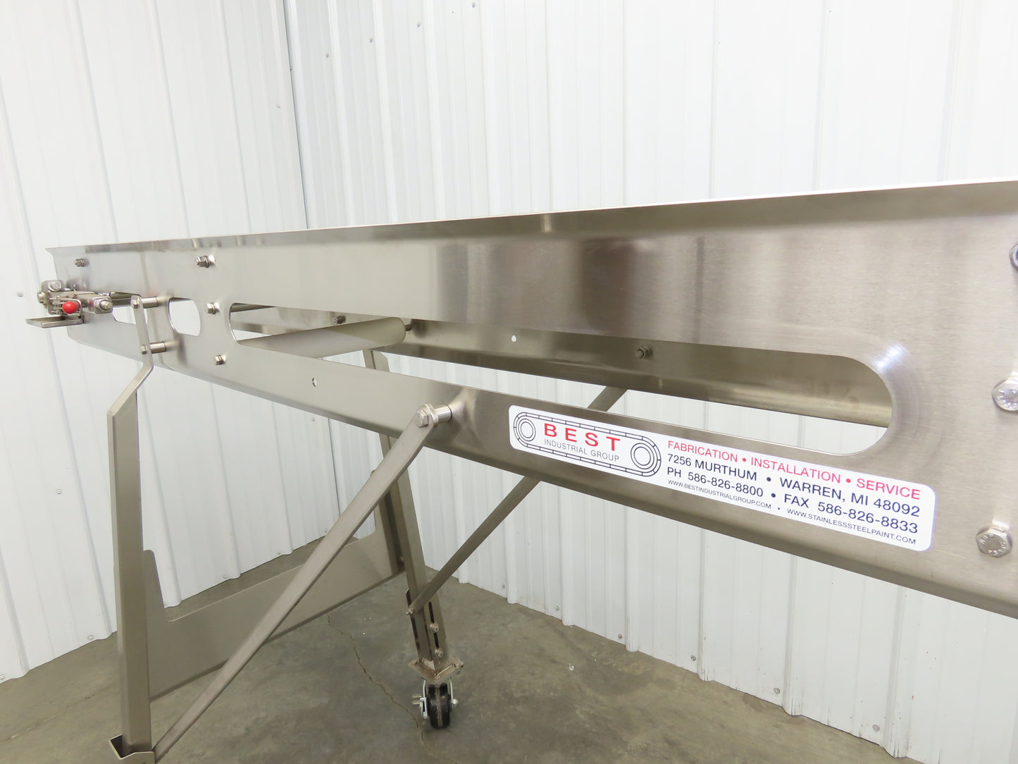 Best Industrial 12"x126" Sanitary Food Grade Conveyor 3PH VFD 45"H -No Belt
