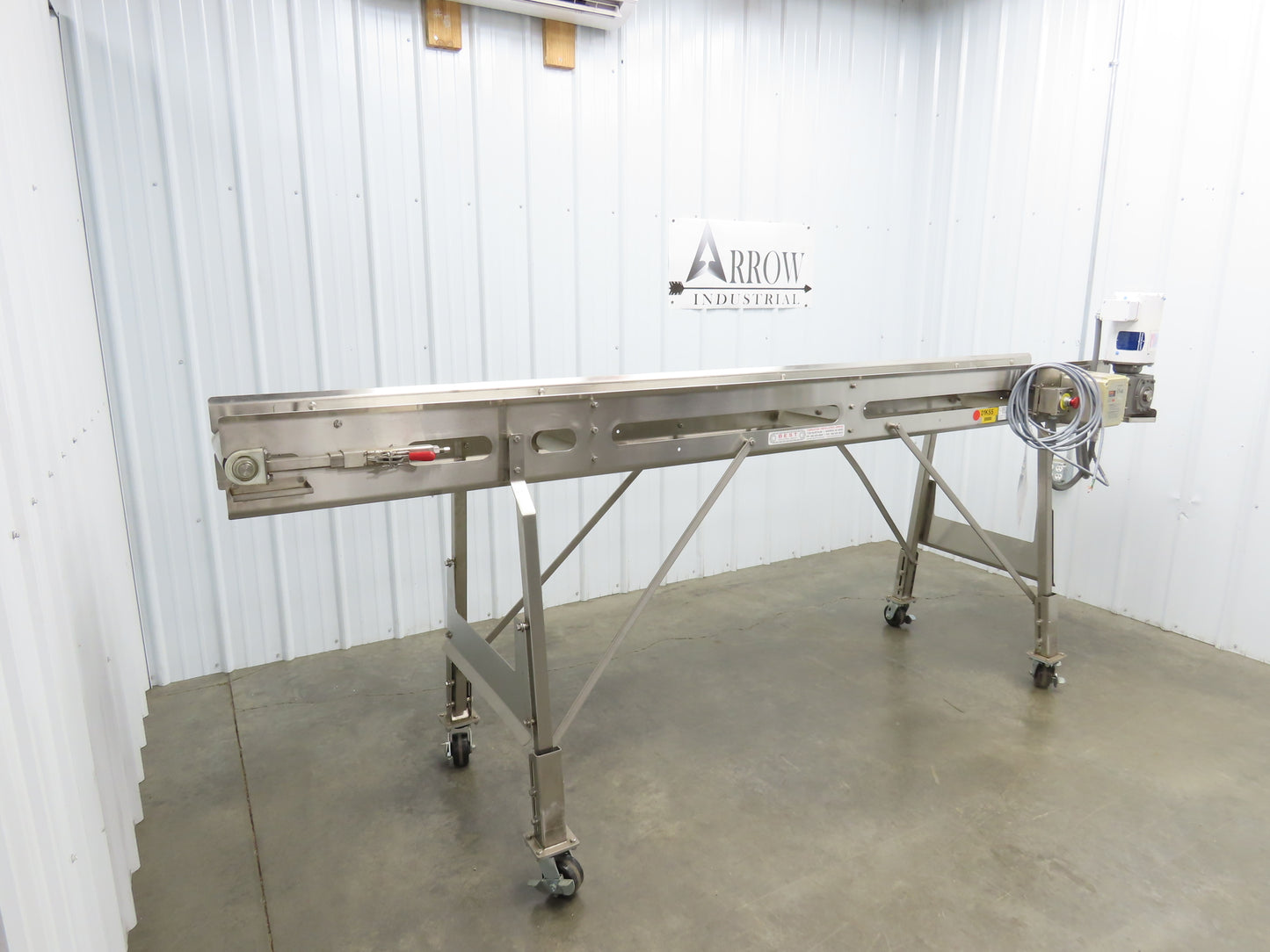 Best Industrial 12"x126" Sanitary Food Grade Conveyor 3PH VFD 45"H -No Belt