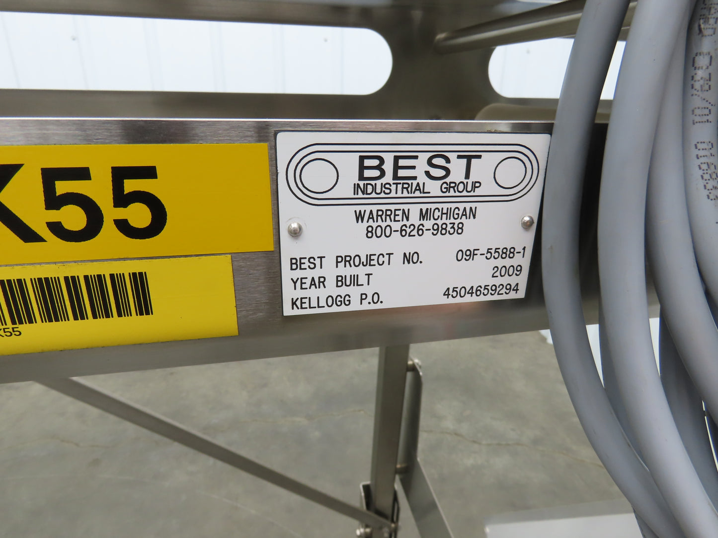 Best Industrial 12"x126" Sanitary Food Grade Conveyor 3PH VFD 45"H -No Belt