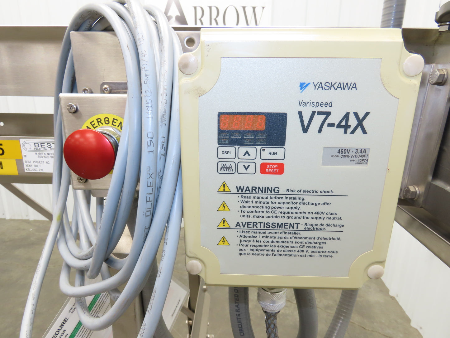 Best Industrial 12"x126" Sanitary Food Grade Conveyor 3PH VFD 45"H -No Belt