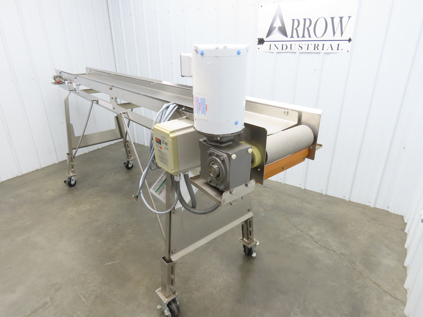 Best Industrial 12"x126" Sanitary Food Grade Conveyor 3PH VFD 45"H -No Belt