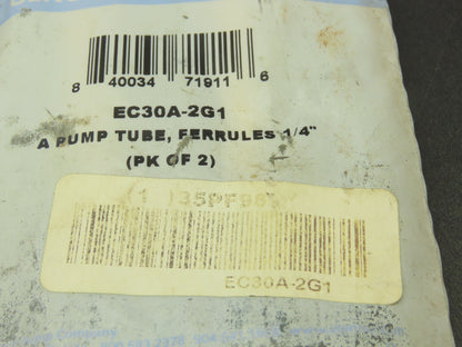 Stenner EC30A-2G1 Pump Chemical Feeding Tube Santoprene 1/4" NPT  Lot of 2