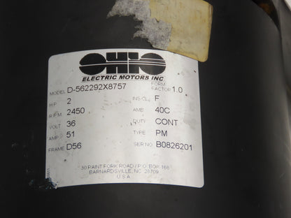 Ohio Electric Motors D-562292X8757 Hydraulic Pump & Motor 36VDC Off PLR-DD-100