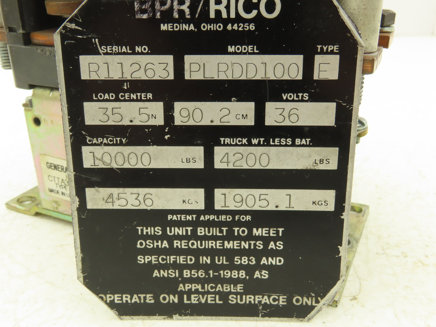 General Electric CTTA304FR136XN Forklift DC Motor Contactor 36V Off PLR-DD-100