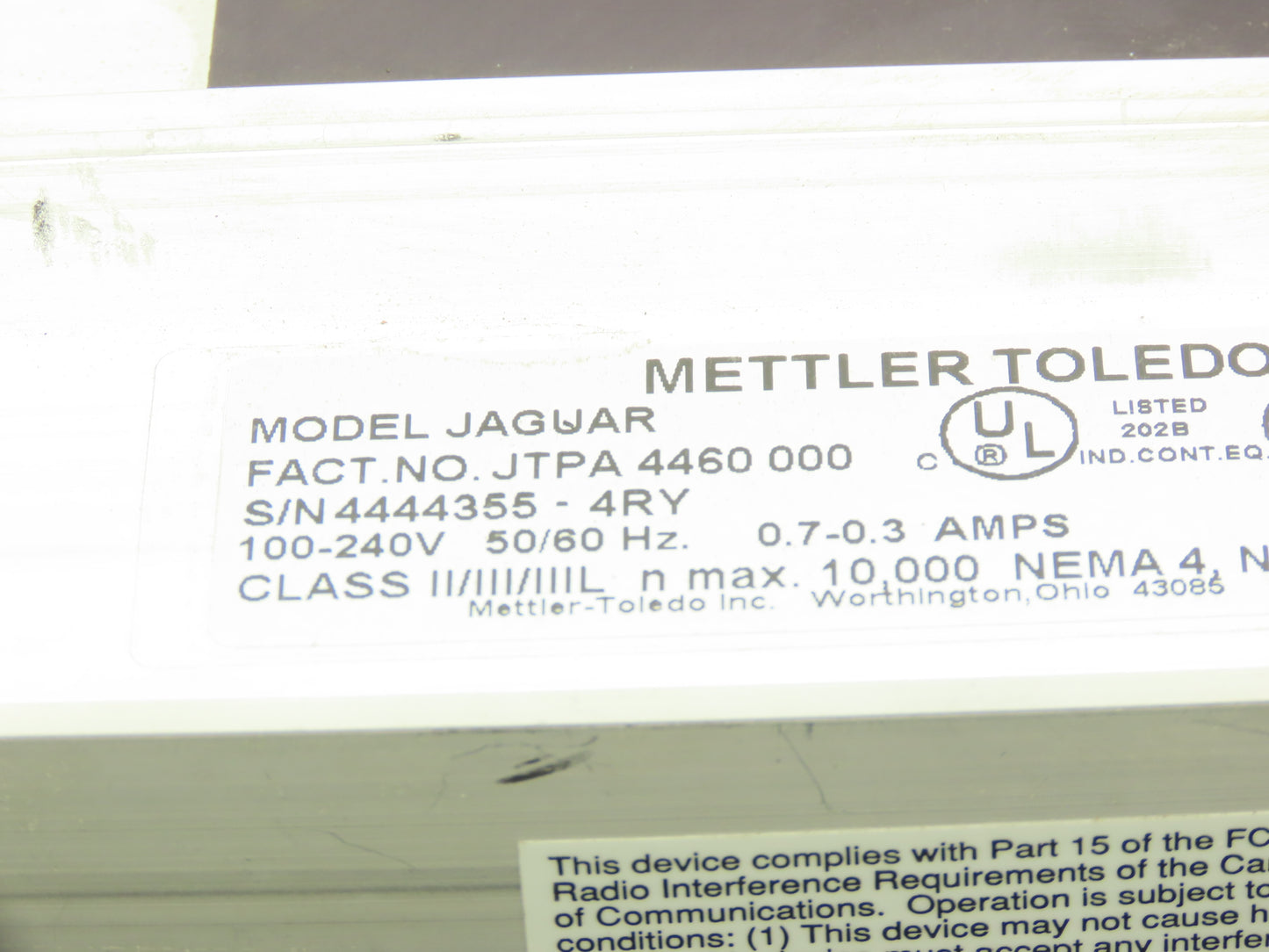 Mettler Toledo JTPA 4460 000 Jaguar Scale Operator Interface Controller 100-240V