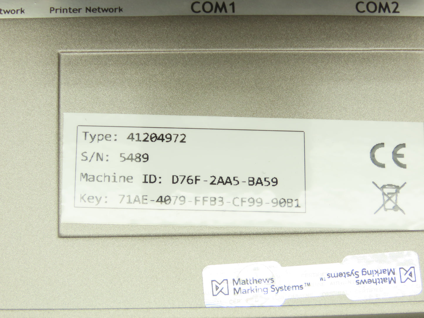 Matthews Marking System 41204972 Mperia 12" Touchscreen Controller Interface