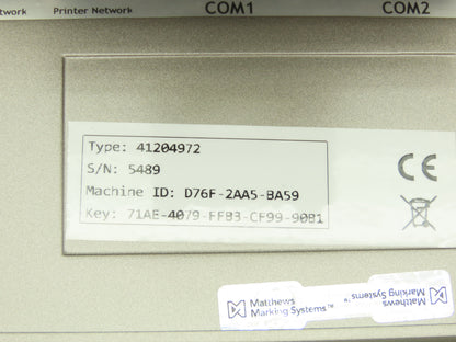 Matthews Marking System 41204972 Mperia 12" Touchscreen Controller Interface