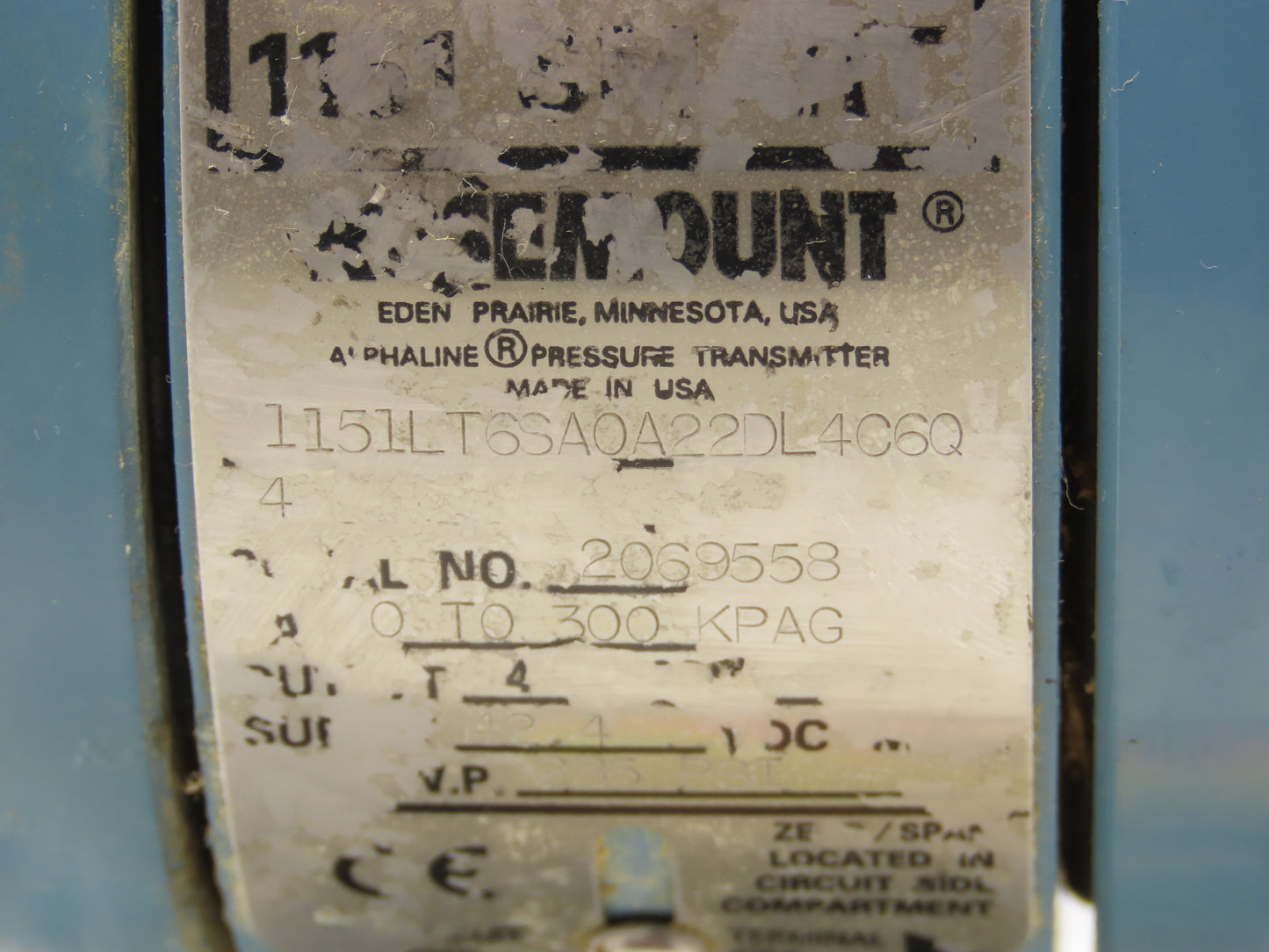 Rosemount 1151LT6SA0A22DL4C6Q Pressure Transmitter 42VDC 285PSI 3" Flange Mount