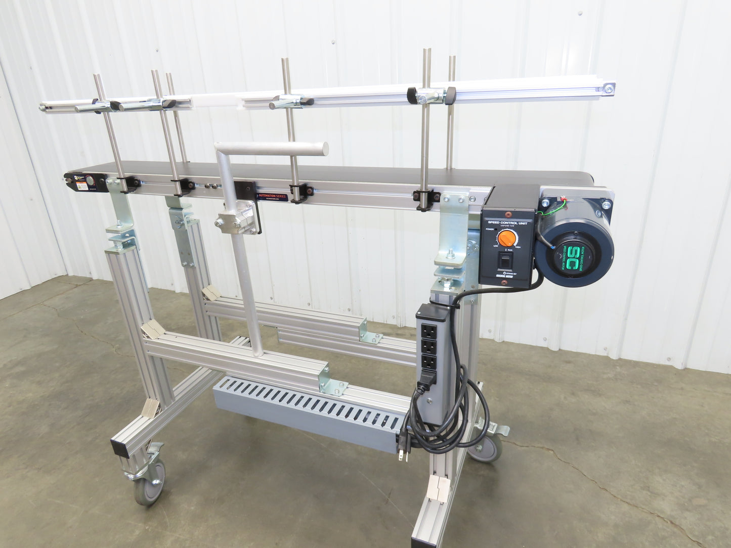 QC Industries 48"L Portable Flat Conveyor 150mm Belt 115V Variable Speed 42FPM