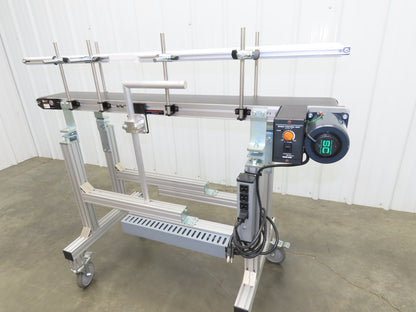 QC Industries 48"L Portable Flat Conveyor 150mm Belt 115V Variable Speed 42FPM