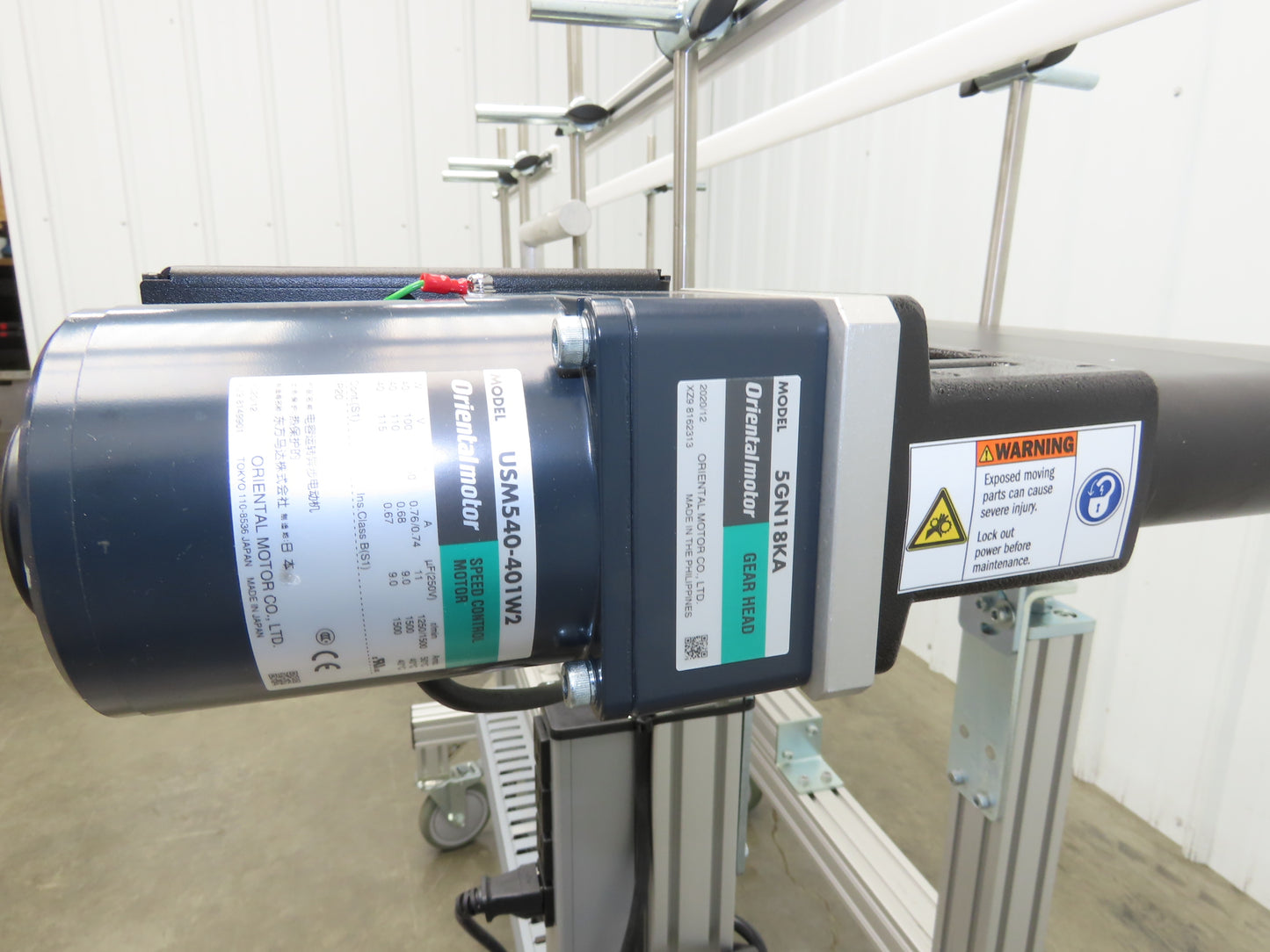 QC Industries 48"L Portable Flat Conveyor 150mm Belt 115V Variable Speed 42FPM