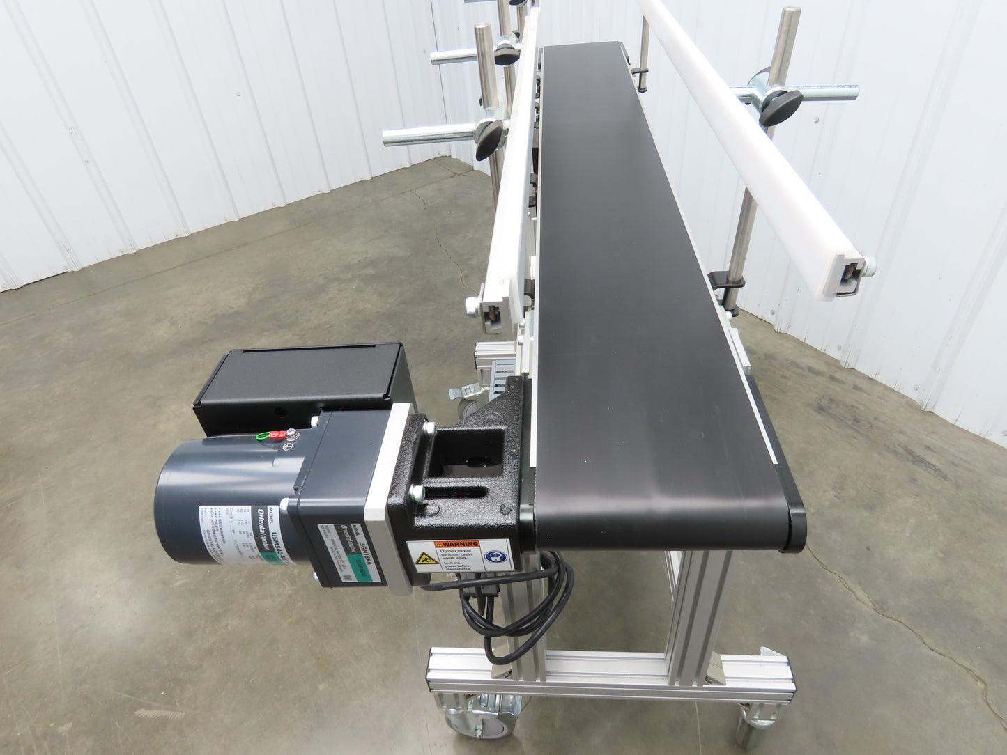 QC Industries 48"L Portable Flat Conveyor 150mm Belt 115V Variable Speed 42FPM