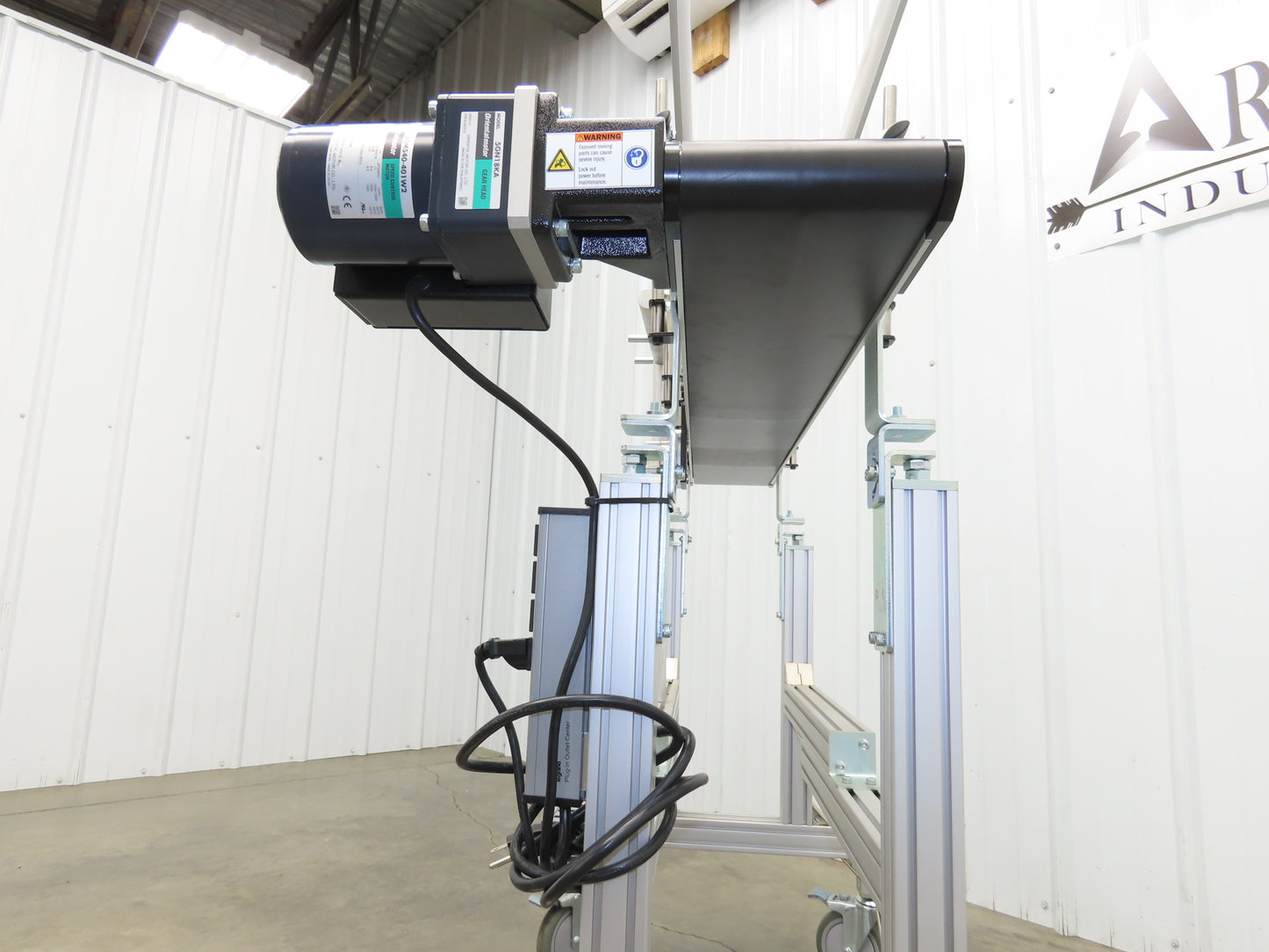 QC Industries 48"L Portable Flat Conveyor 150mm Belt 115V Variable Speed 42FPM