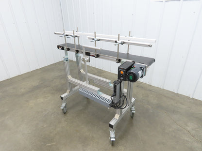 QC Industries 48"L Portable Flat Conveyor 150mm Belt 115V Variable Speed 42FPM