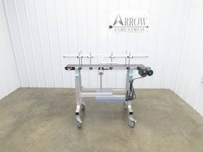 QC Industries 48"L Portable Flat Conveyor 150mm Belt 115V Variable Speed 42FPM