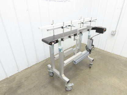 QC Industries 48"L Portable Flat Conveyor 150mm Belt 115V Variable Speed 42FPM