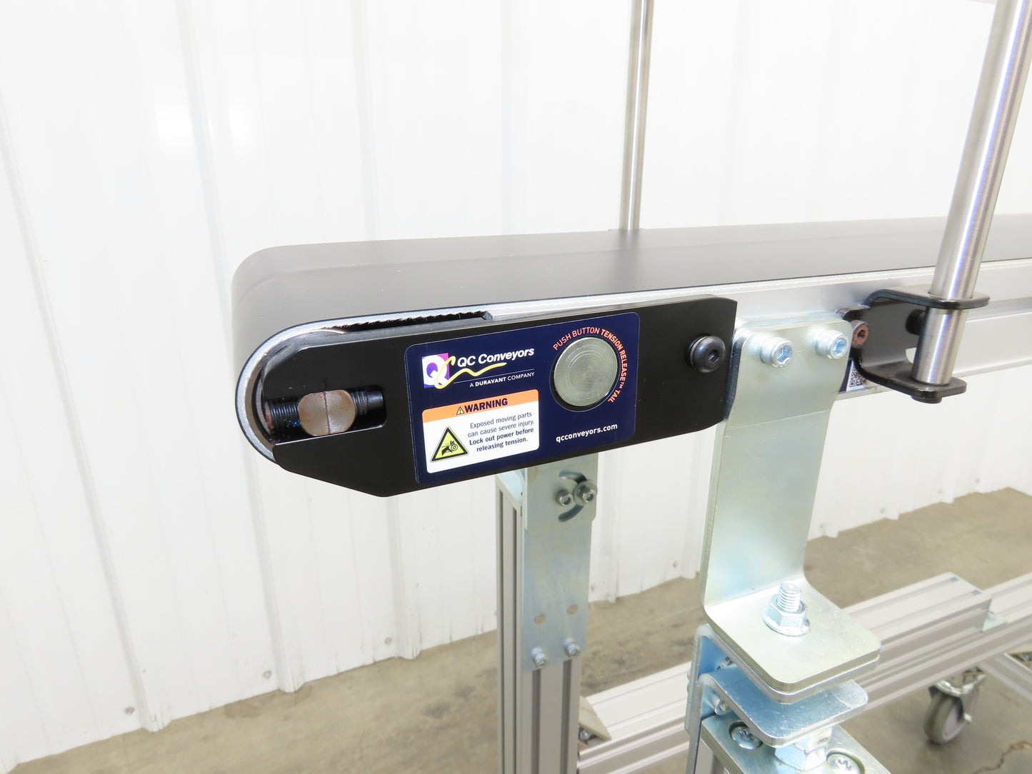 QC Industries 48"L Portable Flat Conveyor 150mm Belt 115V Variable Speed 42FPM