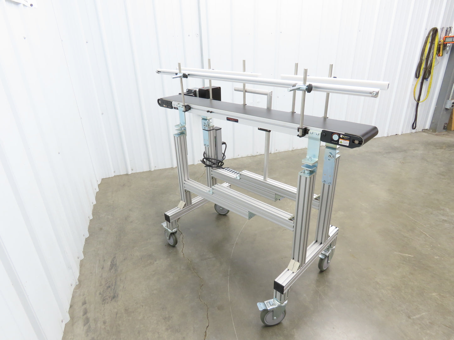 QC Industries 48"L Portable Flat Conveyor 150mm Belt 115V Variable Speed 42FPM